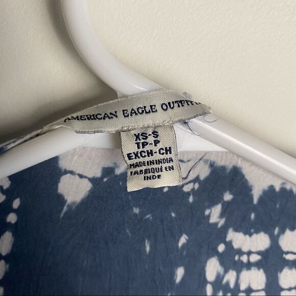 American Eagle Kimono Cover Up Cardigan Blue White Dye Small XS - Picture 2 of 3